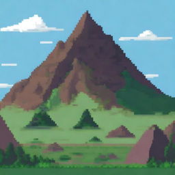 A pixel art image of a mountain