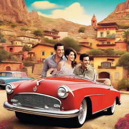 A movie poster featuring Dani Rovira, Clara Lago, and Mario Casas sitting in a car