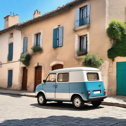 A small late 90s era French van, showcasing a classic design with vintage details