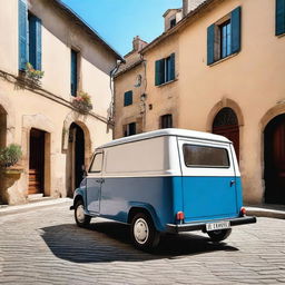 A small late 90s era French van, showcasing a classic design with vintage details