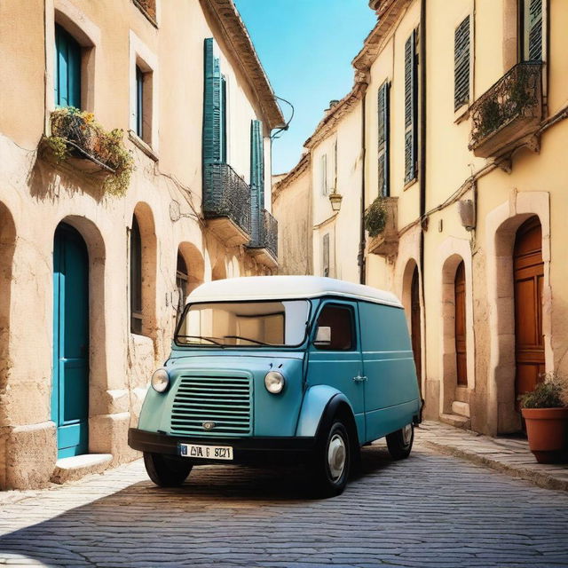 A small late 90s era French van, showcasing a classic design with vintage details