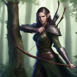 A detailed fantasy illustration of an assassin wood elf