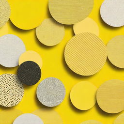 A vibrant yellow background with various shades of yellow patterns and textures