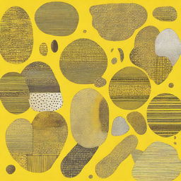 A vibrant yellow background with various shades of yellow patterns and textures