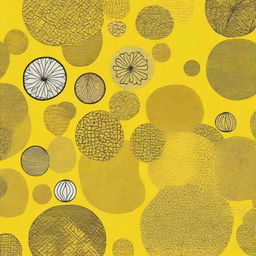 A vibrant yellow background with various shades of yellow patterns and textures