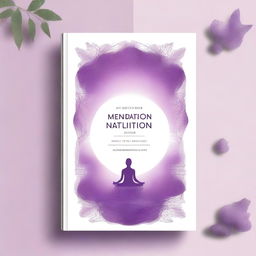 A book cover for a meditation guide featuring original drawings in shades of purple and white
