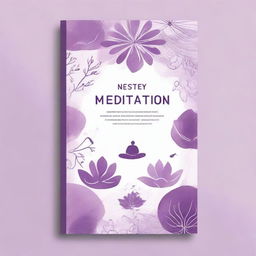 A book cover for a meditation guide featuring original drawings in shades of purple and white