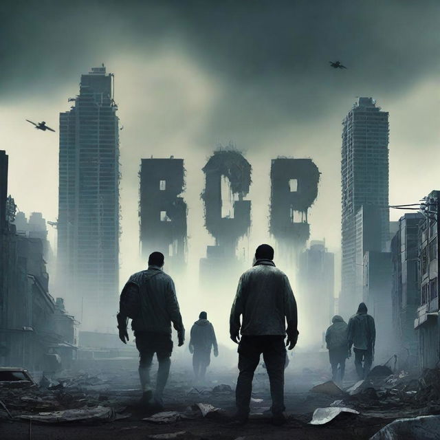 A poster for a movie titled '2100' featuring an apocalyptic scene with zombie-like creatures