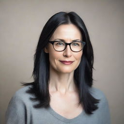 A detailed portrait of a pale woman who is 45 years old