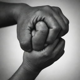 An African hand clutching a smaller one in a mentorship depiction. Their strong grip symbolising guidance, trust, and knowledge transfer.