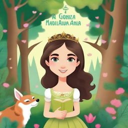 Create an ebook cover with the text 'As Crônicas da Princesa Maria Clara na Floresta Encantada Uma Aventura Inusitada de uma Princesa de 12 Anos'