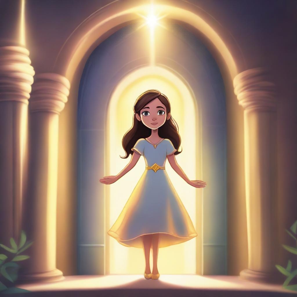 Create an image depicting a curious and fearless young princess named Maria Clara