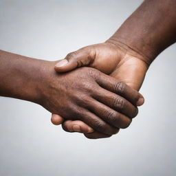 Two African hands holding each other, symbolizing mentorship. The older, experienced hand gently supports the younger, eager one, embodying guidance and growth.