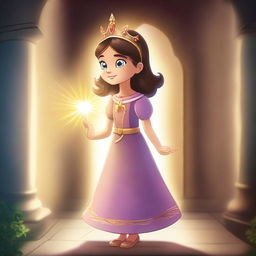 Create an image depicting a curious and fearless young princess named Maria Clara