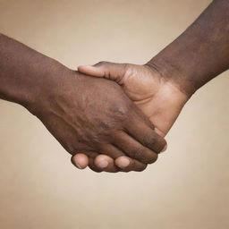 Two African hands holding each other, symbolizing mentorship. The older, experienced hand gently supports the younger, eager one, embodying guidance and growth.