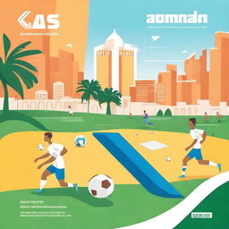 Create a vibrant cover page for the Zamalek district featuring various sports activities