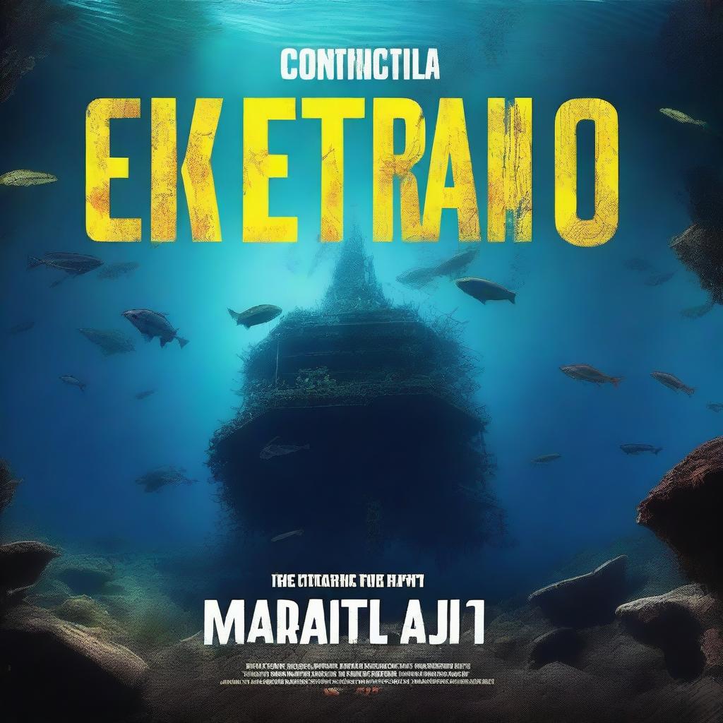 A YouTube thumbnail for a video titled 'Misteri Palung Mariana: Eksplorasi Tempat Terdalam di Bumi!' featuring a mysterious and deep ocean trench with underwater exploration elements