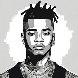 A detailed and respectful portrait of the late rapper XXXTentacion, capturing his unique style and emotional depth