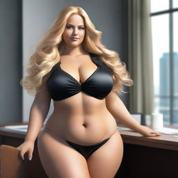 This high-quality digital rendering showcases a voluptuous Italian woman with long, flowing golden blonde hair