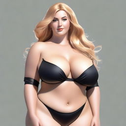 This high-quality digital rendering showcases a voluptuous Italian woman with long, flowing golden blonde hair