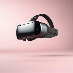 A high-tech VR headset with sleek design, featuring a comfortable head strap and futuristic details