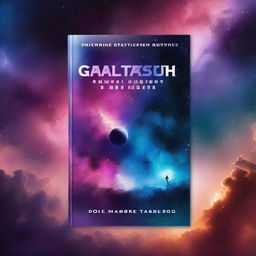 A galaxy-themed book cover titled 'Eine Galaktische Odyssee'