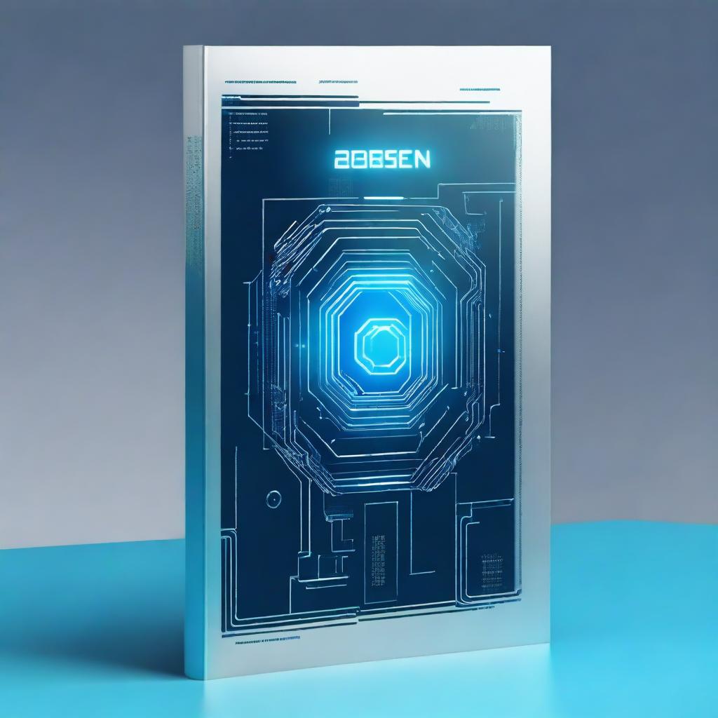 Create a technology-themed book cover featuring futuristic elements, circuit patterns, and a sleek, modern design