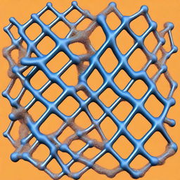 A detailed molecular structure of UiO-66 Metal-Organic Framework (MOF) surrounded by a brush polymer