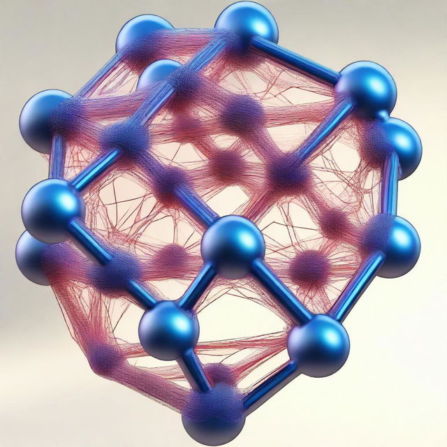 A detailed molecular structure of UiO-66 bipyramid Metal-Organic Frameworks (MOFs) surrounded by brush polymer