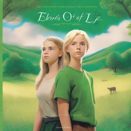 A book cover featuring a blond teen girl standing next to a brunette teen boy, both staring into the distance