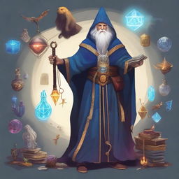 A depiction of an ancient human wizard inspired by Dungeons and Dragons