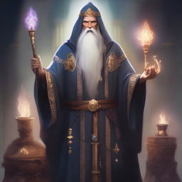 A depiction of an ancient human wizard inspired by Dungeons and Dragons