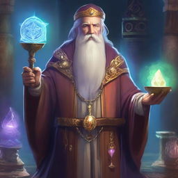 A depiction of an ancient human wizard inspired by Dungeons and Dragons