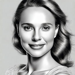 A detailed portrait of Natalie Portman, capturing her elegance and grace