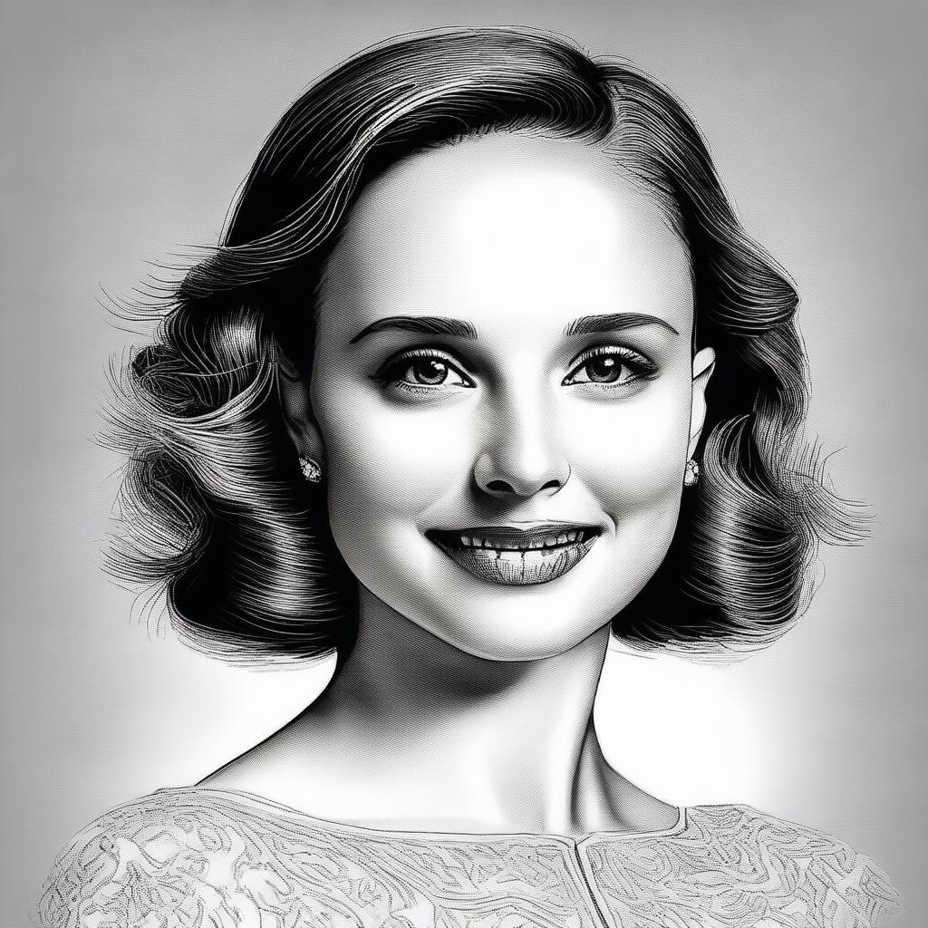 A detailed portrait of Natalie Portman, capturing her elegance and grace