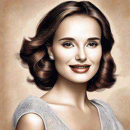 A detailed portrait of Natalie Portman, capturing her elegance and grace