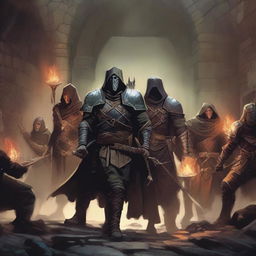 Seven Dungeons & Dragons players emerging from a dungeon