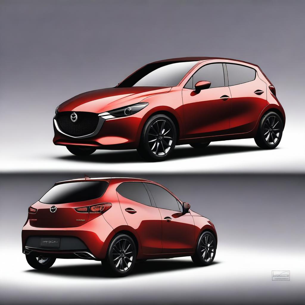 A detailed concept image of a Mazda kei car that resembles the design and aesthetics of a Mazda2