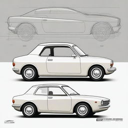 A detailed concept image of a retro Mazda Carol kei car