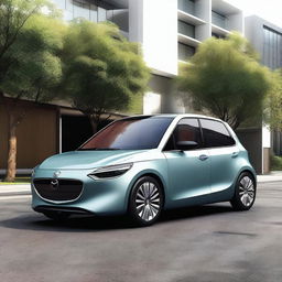 A concept image of a modern Mazda Carol kei car with retro styling