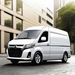 A concept image of a Mazda van based on the Toyota Hiace, but with Mazda's Kodo design language