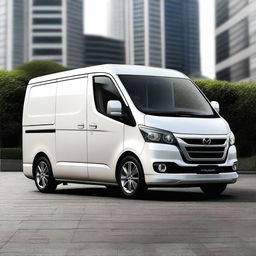 A concept image of a Mazda van based on the Toyota Hiace, but with Mazda's Kodo design language