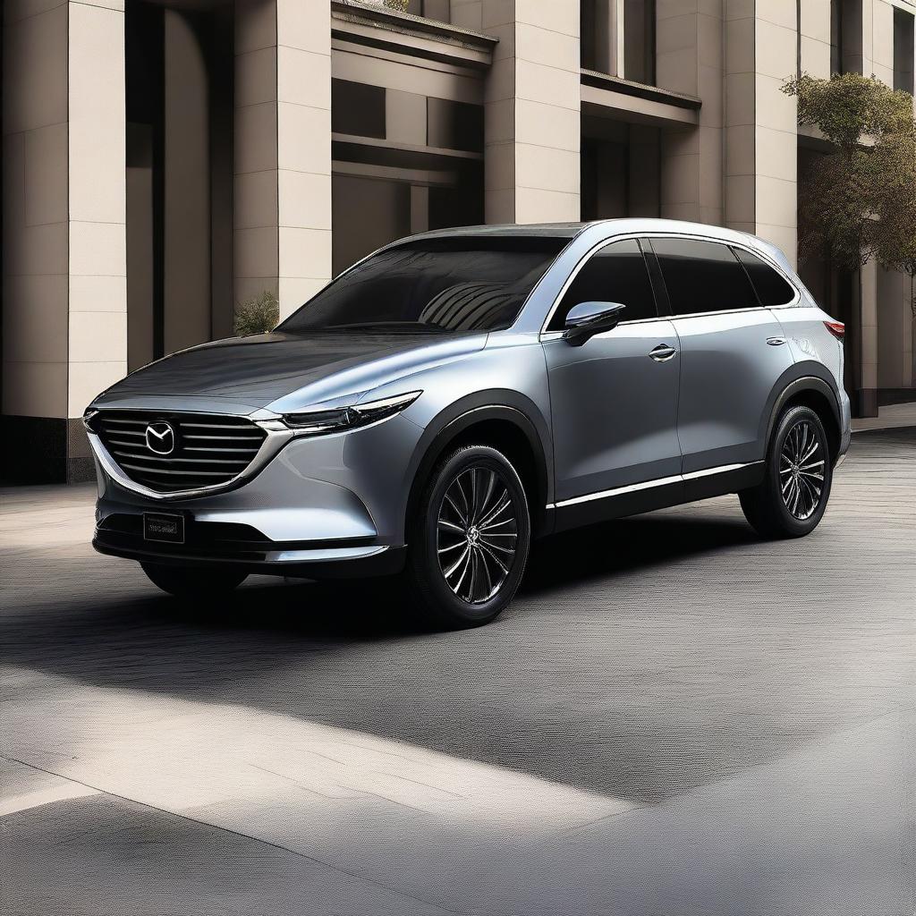 A modern concept image of a Mazda van based on the Mazda CX-80