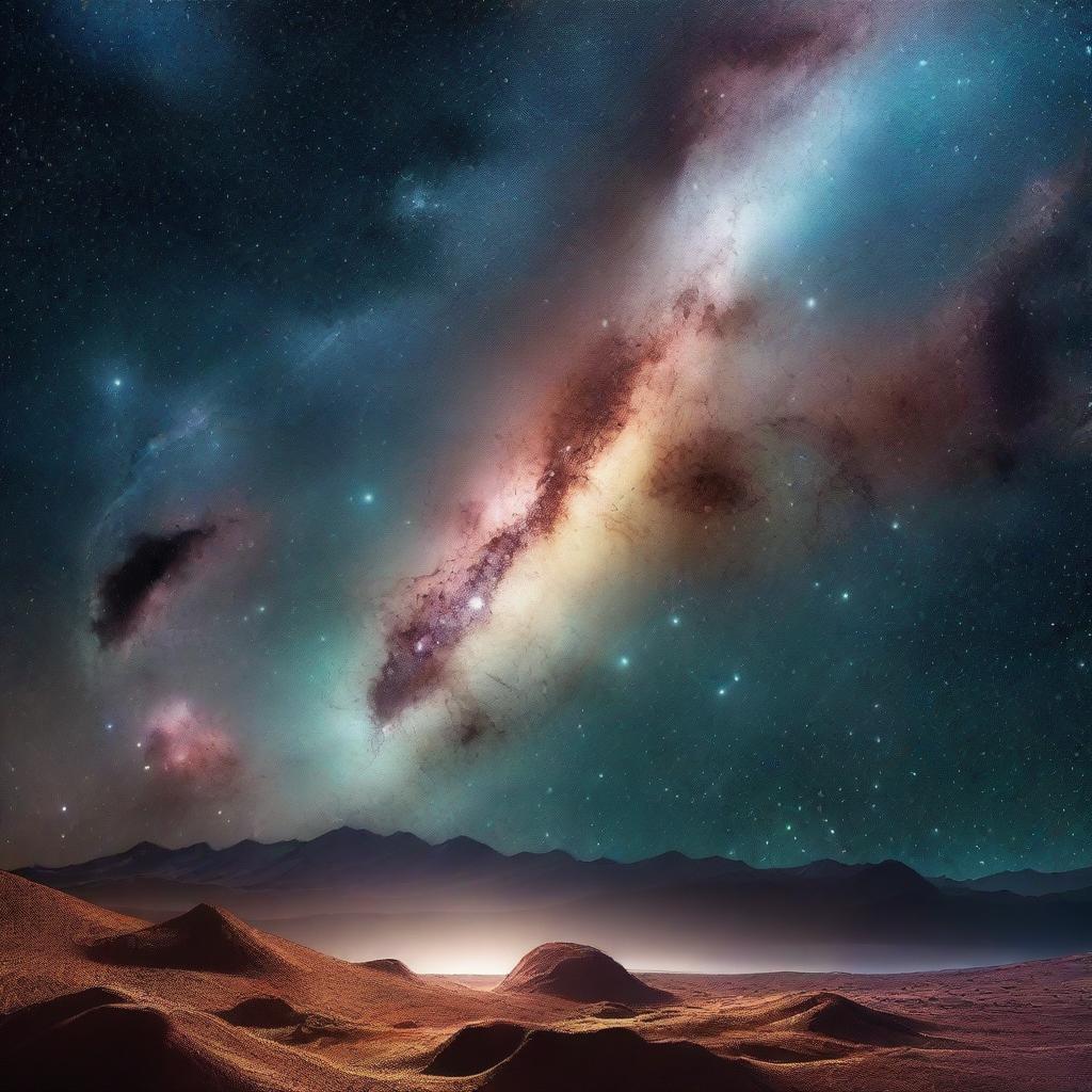 A serene and beautiful scene somewhere among the stars, with distant galaxies and nebulae in the background