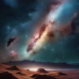 A serene and beautiful scene somewhere among the stars, with distant galaxies and nebulae in the background