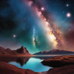 A serene and beautiful scene somewhere among the stars, with distant galaxies and nebulae in the background