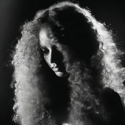 A young, beautiful woman with long, curly hair