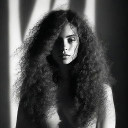 A young, beautiful woman with long, curly hair