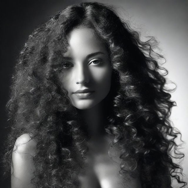 A young, beautiful woman with long, curly hair