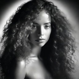 A young, beautiful woman with long, curly hair